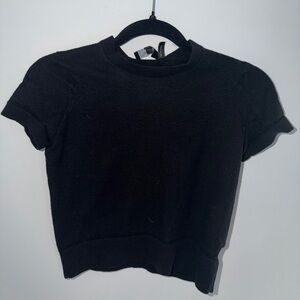 Theory Black Short Sleeve Crop Knit Top